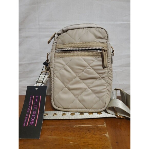 Haute Shore Casey Crossbody Small Bag Beige Neoprene Puffer Collection Pouch New - Picture 1 of 6